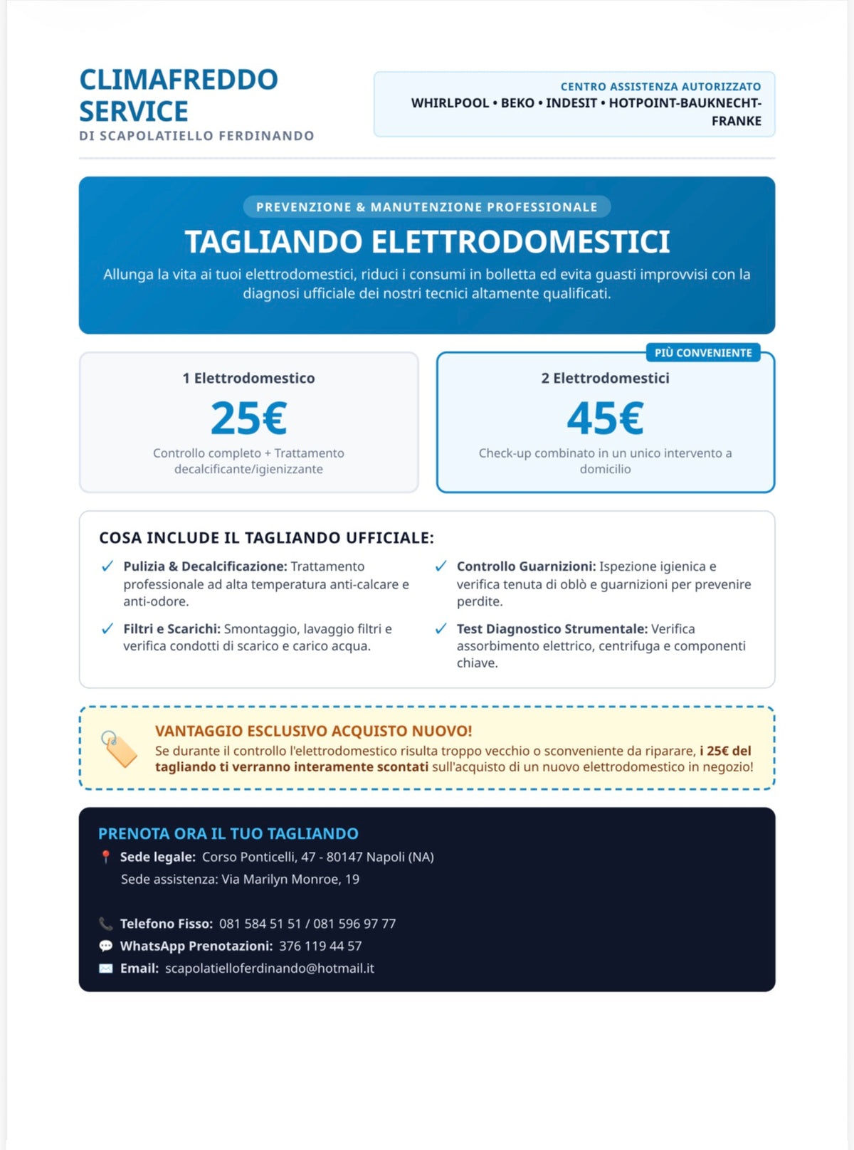 TAGLIANDO ELETTRODOMESTICI •2 prodotti